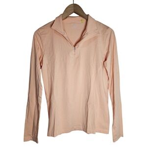 TASC Shirt Women's Small Quarter Zip Long Sleeve Top‎ Cotton Bamboo Light Peach
